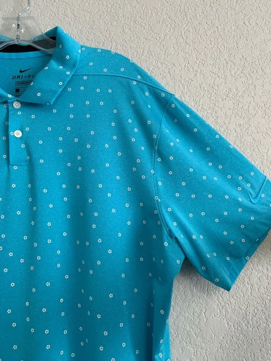 Nike Golf Shirt Polo Mens L Performance Dri-Fit Floral All Over Print AOP Preppy - Picture 5 of 13